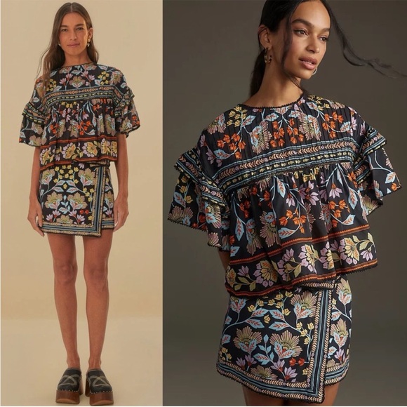 FARM Rio Floral Mini Skirt - Black, Blue, Yellow, Pink - Picture 6 of 9